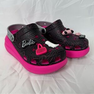 Barbie x Crocs, 2023 platform crush, black pink and silver, womens 8, worn once